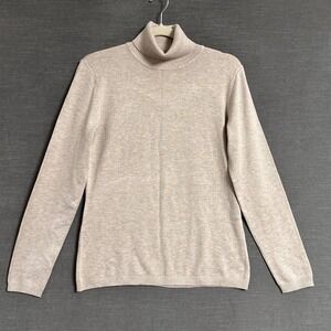 Marina V Paris Turleneck Sweater T2 M Beige Tan Gray Heathered Soft